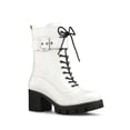 thumbnail image 1 of Unique Bargains Women's Zipper Platform Chunky Heel Combat Boots, 1 of 8