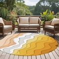 thumbnail image 5 of Round Area Rug 8ft,Ocean Ombre Yellow Waves Abstract Washable Carpet Non-Slip Runner Accent Rugs Indoor Floor Mat for Bedroom Living Room Decor,Watercolor Ripple Art, 5 of 9