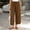 Brown, variant on Women Drawstring Waist Cropped Harem Pants Vertical Pleated Seams Loose Roomy Fit for Suburban Picnics And Backyard All Day Relaxation Army Green S