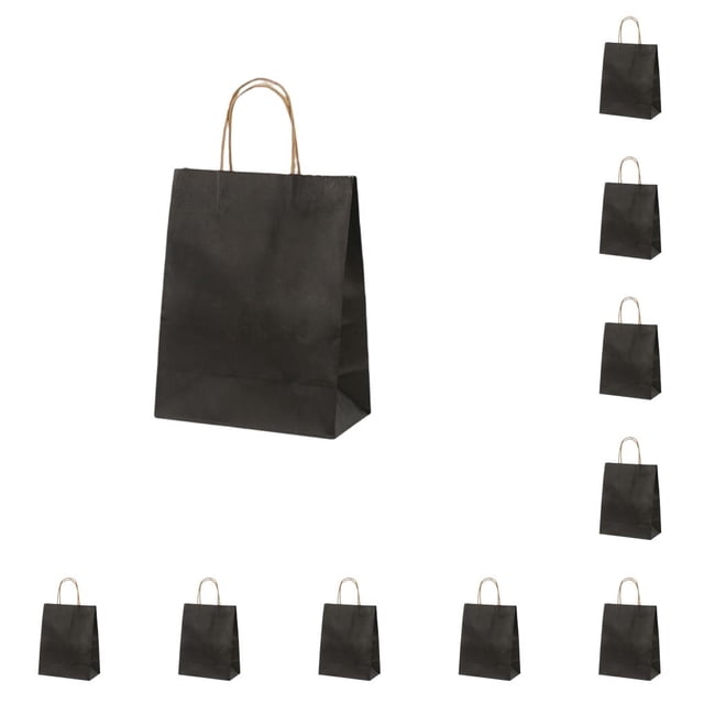 Cateissary Bolsa de papel Kraft de 10 Uds. Con asa giratoria, herramienta de almacenamiento de ropa, bolsas para hornear de moda antideformación, Almacenamiento y organización del hogar Negro