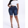 thumbnail image 5 of Gocolloa Womens Plus Size Jean Shorts Stretchy High Waisted Ripped Roll Hem Denim Bermuda Shorts 10" Inseam Royal Blue 24W, 5 of 5