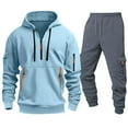 thumbnail image 3 of Chiccall Men's Cargo Tracksuit 2 Piece Quarter Zip Hoodie Fleece Sweatsuit set Casual Workout Jogging Suits, 3 of 4