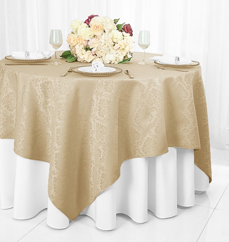 Wedding Linens Inc. 72"x72" Damask Jacquard Polyester Table Overlay