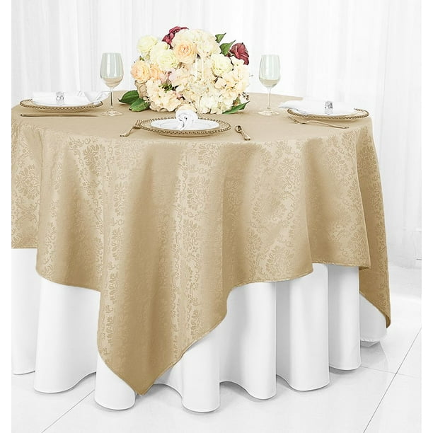 Wedding Linens Inc. 72"x72" Damask Jacquard Polyester Table Overlay ...