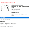 thumbnail image 2 of Front Left Window Regulator - Compatible with 1999 - 2004 GMC Sierra 2500 2000 2001 2002 2003, 2 of 2