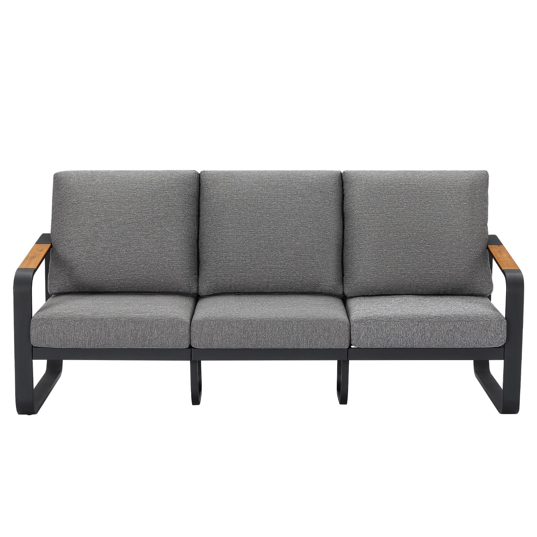 Fnova 3-Person Outdoor Sofa, Heavy Duty Metal Patio Couch with Thick Cushions, Weather-Resistant Outdoor Seating Furniture for Patio, Backyard, Porch and Garden