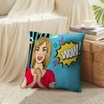 thumbnail image 4 of LALILO Throw Pillow Covers Retro Girl Happy Vintage Woman With Cushion Cover 18" x 18", 2 Pack, 4 of 6