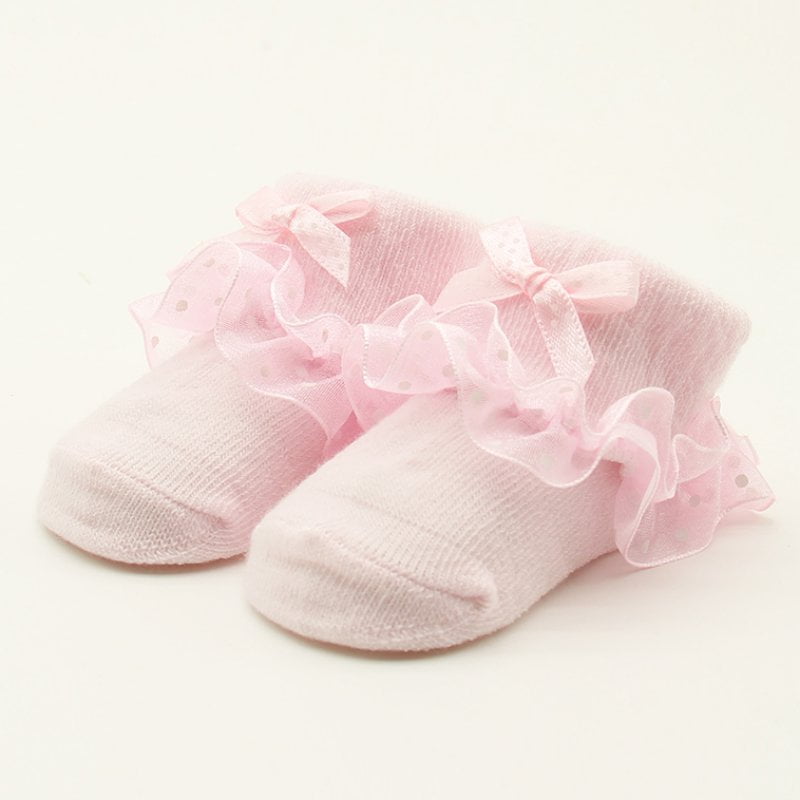 UK Newborn Baby Girls Bowknot Tutu Socks Toddlers Infants Cotton Frilly Sock 