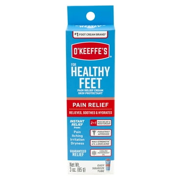 O'Keeffe's Healthy Feet Pain Relieving Foot Cream with Lidocaine Medicine, 3oz Tube
