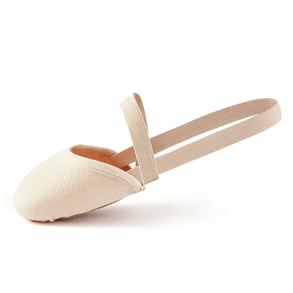 Missfiona Canvas Half Soles Lyrical Shoes for Girls Womens Pirouette Contemporary Turners Dance Shoes (Nude,S)