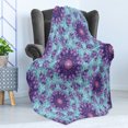 thumbnail image 4 of Purple Mandala Soft Flannel Fleece Throw Blanket, Geometric Mosaic Fractal Sign of Universe Graphic Art, Cozy Plush for Indoor and Outdoor Use, 70" x 90", Sky Blue Mauve, by Ambesonne, 4 of 5