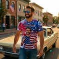 thumbnail image 5 of HOMY GIFTS Men's Custom Face T-Shirt - Patriotic American Flag Explosion Design, Personalized USA Gift, 5 of 11