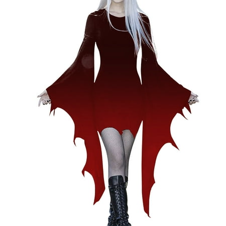 

JDEFEG Women S Summer Dress Women Gothic Dress Butterfly Sleeve Mesh Lace Vintage Dress Carnival Party Tunic Partyslim Dress Shelf Bra Dress Women Polyester Red M