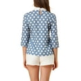 thumbnail image 3 of INSPIRE CHIC Chemisier pour Femme à Col Peter Pan Contrastant, Manches 3/4, 3 of 5