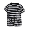 thumbnail image 3 of WOYY Toddler Boys Casual Striped Outfits Breathable Short Sleeved T Shirt Shorts Set, Sizes 3-4T, 3 of 3