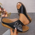 thumbnail image 6 of Norvail Womens Platform Wedge Sandals,Cork Wedges HeelsSlip On Platform Slides Sandals, Comfortable Open Toe Casual Dressy Summer Going Out Shoes, 6 of 7