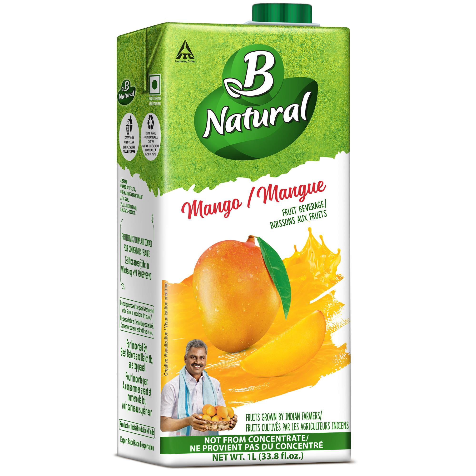 B NATURAL FRUIT BEVERAGE MANGO 1L