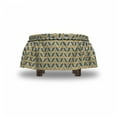 thumbnail image 4 of Abstract Ottoman Cover, Geometric Pattern Zigzags, 2 Piece Slipcover Set with Ruffle Skirt for Square Round Cube Footstool Decorative Home Accent, Standard Size, Eggshell Dark Yellow, by Ambesonne, 4 of 5