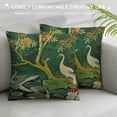 Creowell Lotus Floral Gardens Duck Chinoiserie Style Pillow Case Green