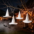 thumbnail image 4 of JHyouerji Witch Hat Hanging Ornament 15x14x14in White Halloween Window Party Wall Soft Decor Pendant, 4 of 7
