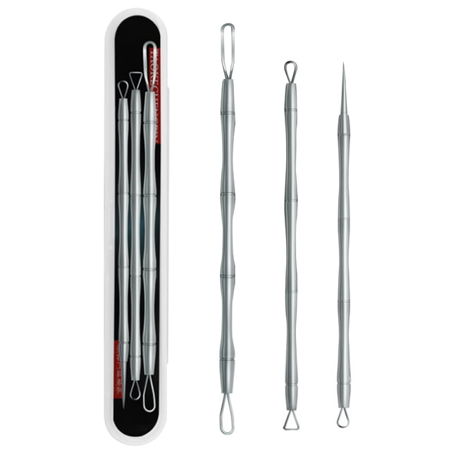 Amdohai 3PCS Pimple Comedone Extractor Tool Acne Removal Kit for Pimples Blackheads Blemish Whitehead Removing Facial Skin Care Tools with Storage Case