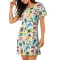 thumbnail image 2 of Fotbe Playing Video Games Bata de Dormir para Mujer con Estampado, Camisón de Algodón de Manga Corta, Ropa de Dormir Casual, 2 of 6