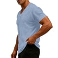thumbnail image 4 of Antinious Men Solid Short Sleeve V-Neck Summer Plus Size Soft Textured Sleep Shirts, 4 of 5