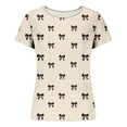 thumbnail image 5 of XUNKUSGA Tops for Women Casual Crew Neck Ribbed Women's T-Shirts Classic Soild Color Short Sleeve Slim Fit Womens Blouses Soft Stretchy Base Layer Women Brown, 5 of 6