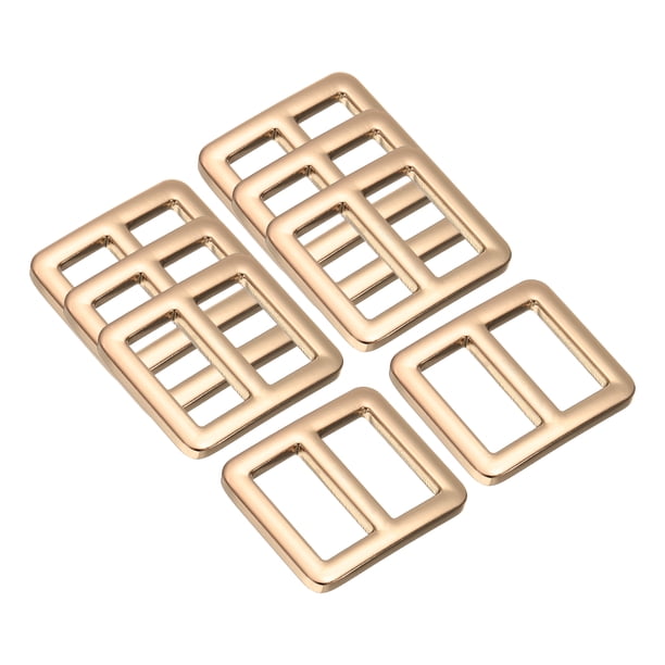 8PCS Hebilla Ajustable de Aleación de Zinc 3/5" Deslizador de Correa de Webbing para Cinturón Mochila Dorado Claro