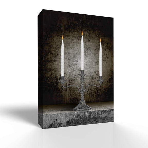wall26 - Canvas Wall Art - Elegant European Candle - Modern Home Art Stretched and Framed Ready to Hang - 12x18 inches