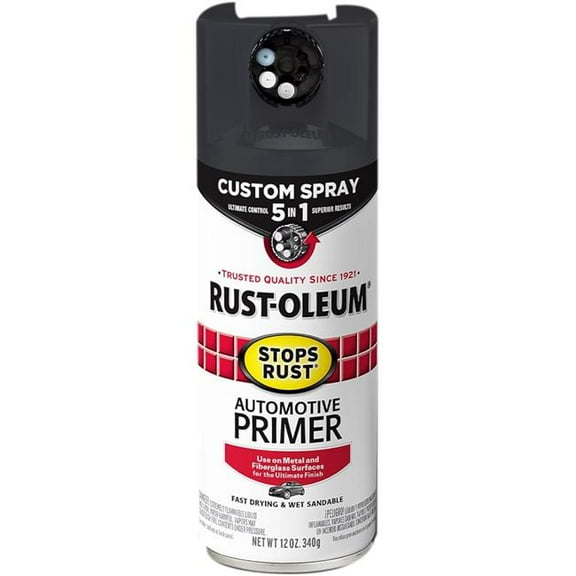 Rust-Oleum 136438 12 oz Stops Rust Custom Spray 5-in-1 Automotive Primer Spray, Flat Dark Gray