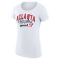 thumbnail image 2 of Women's G-III 4Her by Carl Banks White Atlanta Hawks Super-Slim Fit Lightweight Filigree Logo T-Shirt, 2 of 3