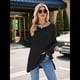 thumbnail image 5 of Suéter de Punto con Abertura Lateral Y2K para Mujer, Cuello Redondo, Larga, Blusa de Punto Liso con Abertura Lateral, Túnicas Negro M, 5 of 10