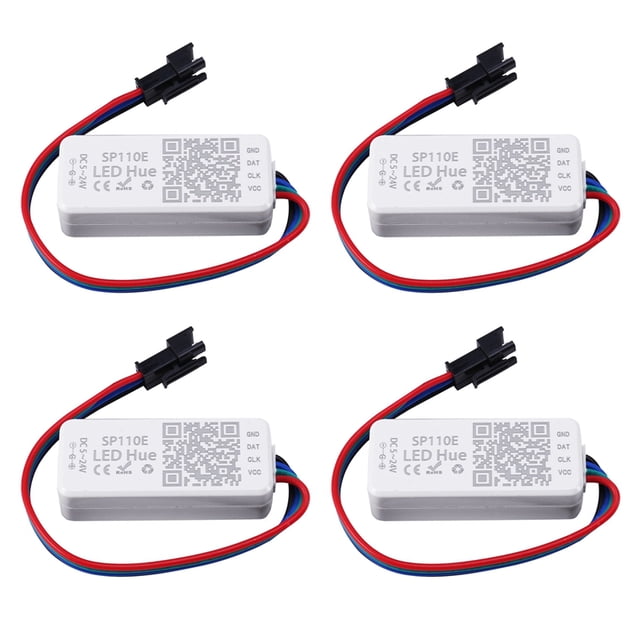 4X Ws2812B Sk6812Rgb Sk6812Rgbw Mini Controlador Bluetooth Sp110E, Soporta Todos Los LED Tira / Luz del Módulo / Panel / Cable, Aplicación Ios / Android 1024 Píxeles Dc5V-12V