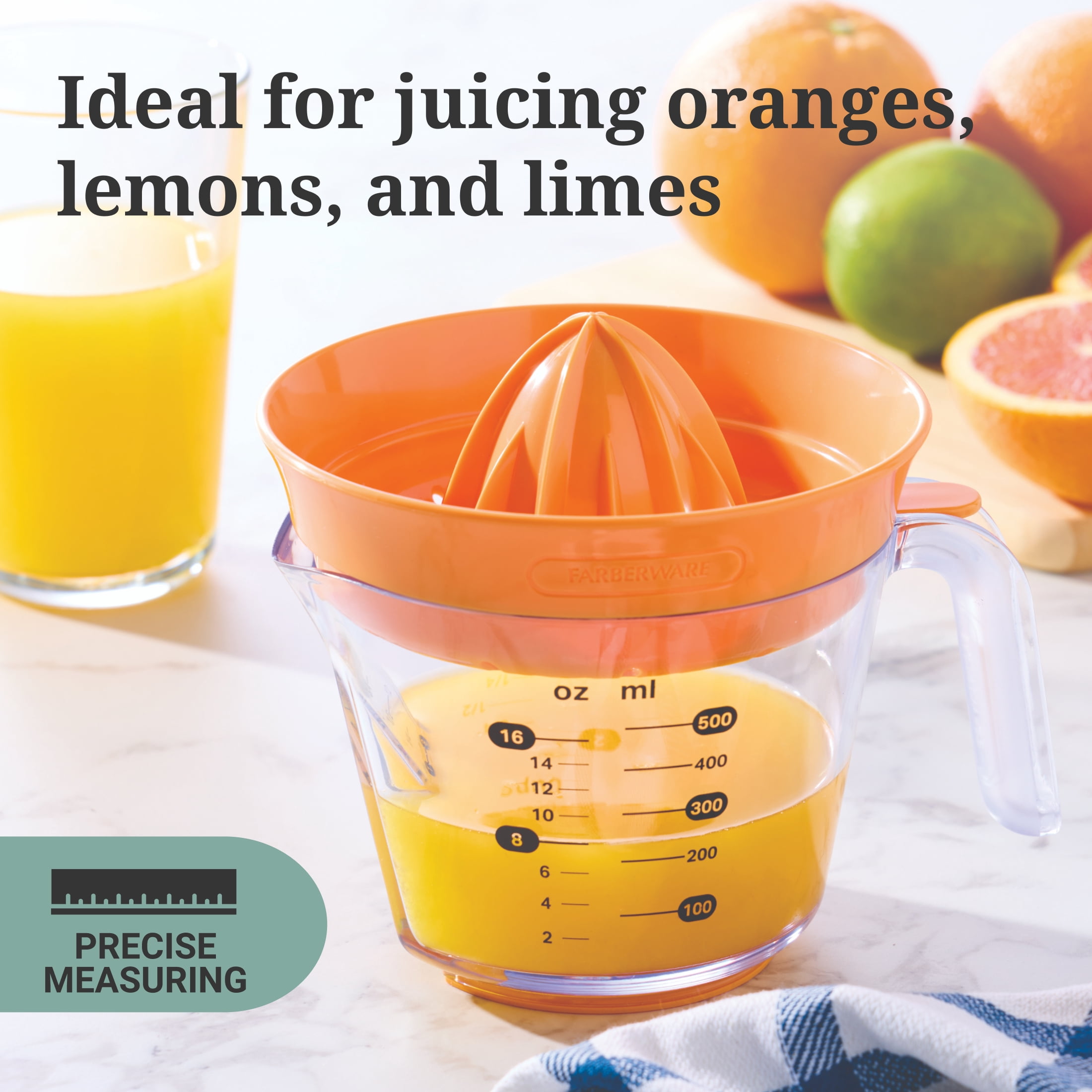 Farberware Professional 2 Cup Citrus Juicer with Easy Read Design Orange