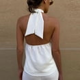 thumbnail image 5 of Womens Tank Tops Sleeveless Front Criss Cross Halter Neck Top Summer Casual Blouse Shirts White L, 5 of 5