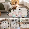 thumbnail image 5 of Large Round Rug 8Ft Washable Non-Slip, Black White Bunny Easter Circle Area Rugs for Living Room Bedroom, Eggs Spring Floral Rabbits Wooden Indoor Floor Mats Carpet Runner for Home Decor, 5 of 8