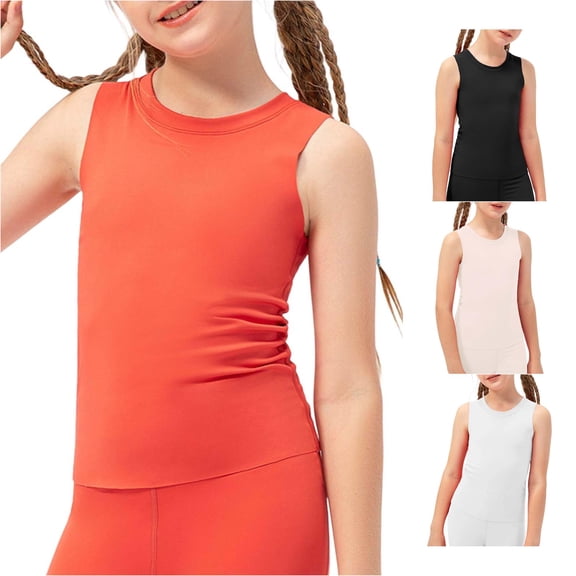 NinXxx Girls Workout Stretchy Yoga Vest Breathable Athletic Tee Top Watermelon Red 11-12 Years
