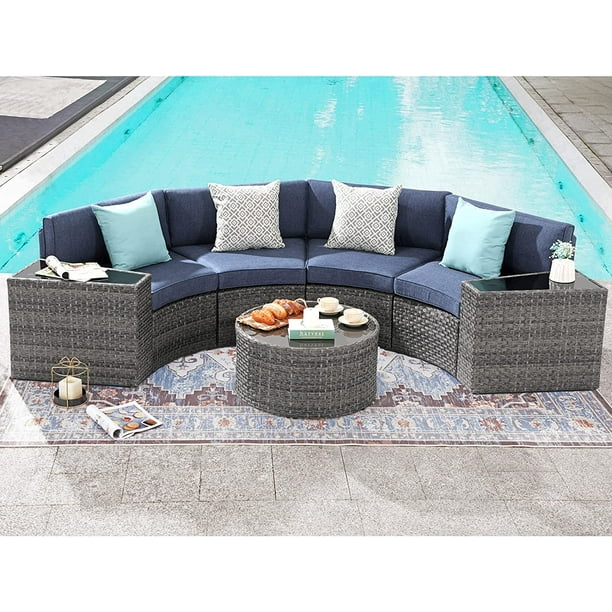 SUNSITT Outdoor Patio Furniture Sectional 7Piece HalfMoon Curved