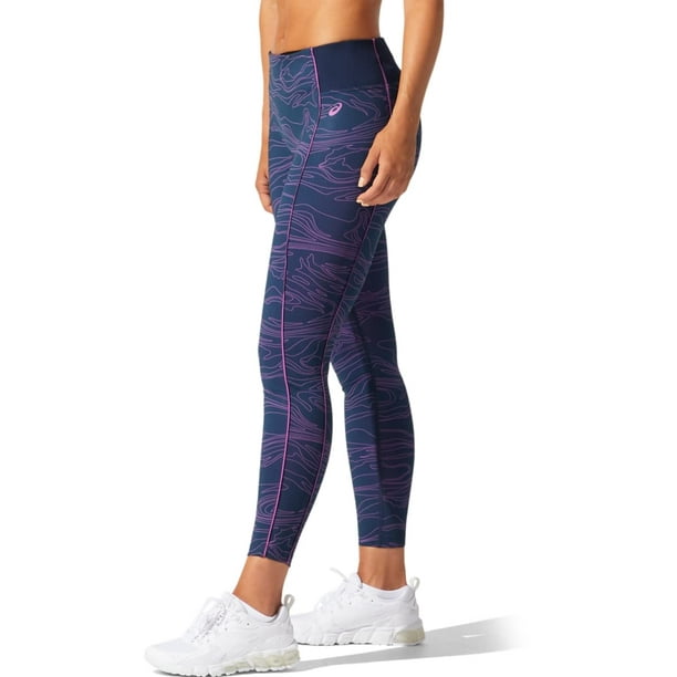 ASICS Womens Piping Graphic Compression Athletic Pants, Blue, Small 