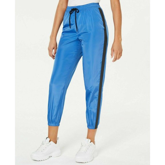 Women's Waisted Parachute Cropped Jogger Track Pants Royal Blue B4HP (L)