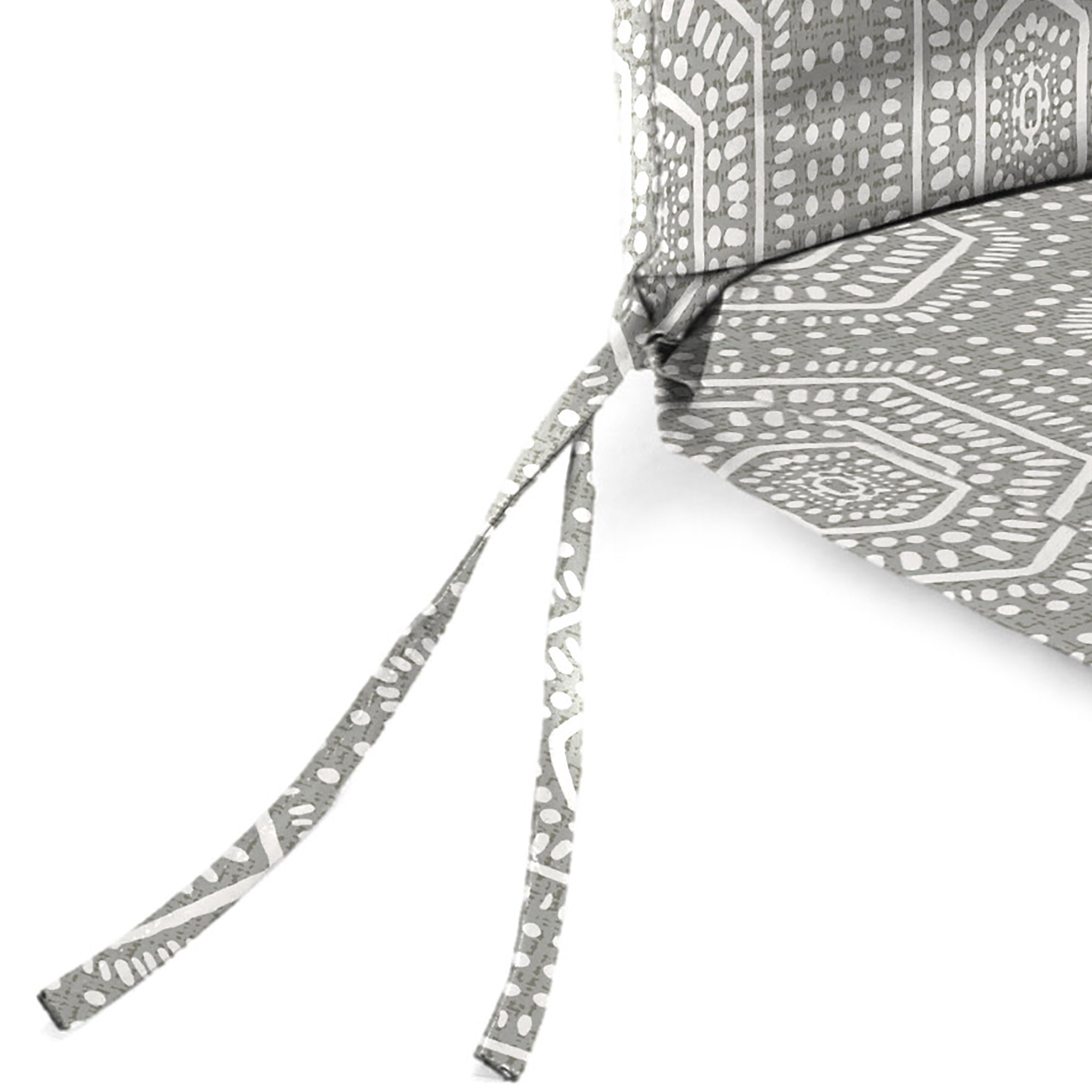 Jordan Manufacturing 44" x 21" Chet Titanium Gray Geometric Rectangular Outdoor Chair Cushion with Ties and Hanger Loop