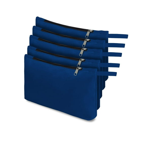 COVERS&ALL Tool Bag, 18 Oz Heavy Duty Waterproof Pouch with Sturdy Zipper, Utility Multipurpose for Tools Storage Makeup (Pack of 5, Blue)