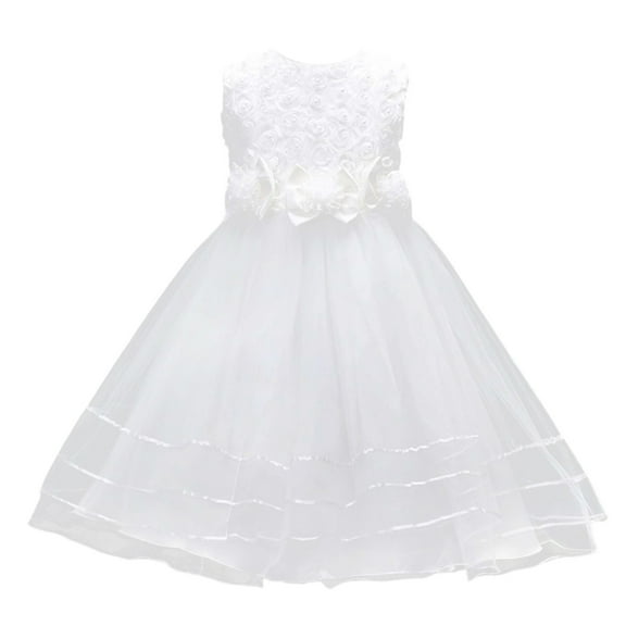 YuYuBao Toddler Girls Lace Dress Bridesmaid Mesh Pageant Party Formal Long Gown Princess Dresses Children Little Girls Wedding Prom Gown Dress, 7-8 Years