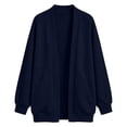 thumbnail image 4 of XPMWRP Women's Oversized Open Front Fleece Cardigan, V-Neck Long Sleeve Coat with Pockets, Casual Lounge Outerwear Navy XXL, 4 of 7