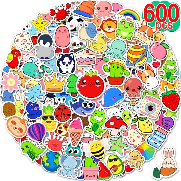 Stickers Apakkai lindos, 600 piezas para niños, botella de agua y laptop