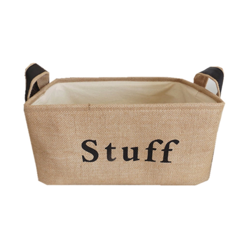 Country Style Jute Storage Bin Toy Collapsible Cotton Basket Organizer