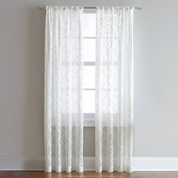 Rod Pocket Sheer Curtain Panel, Sheer White Curtains