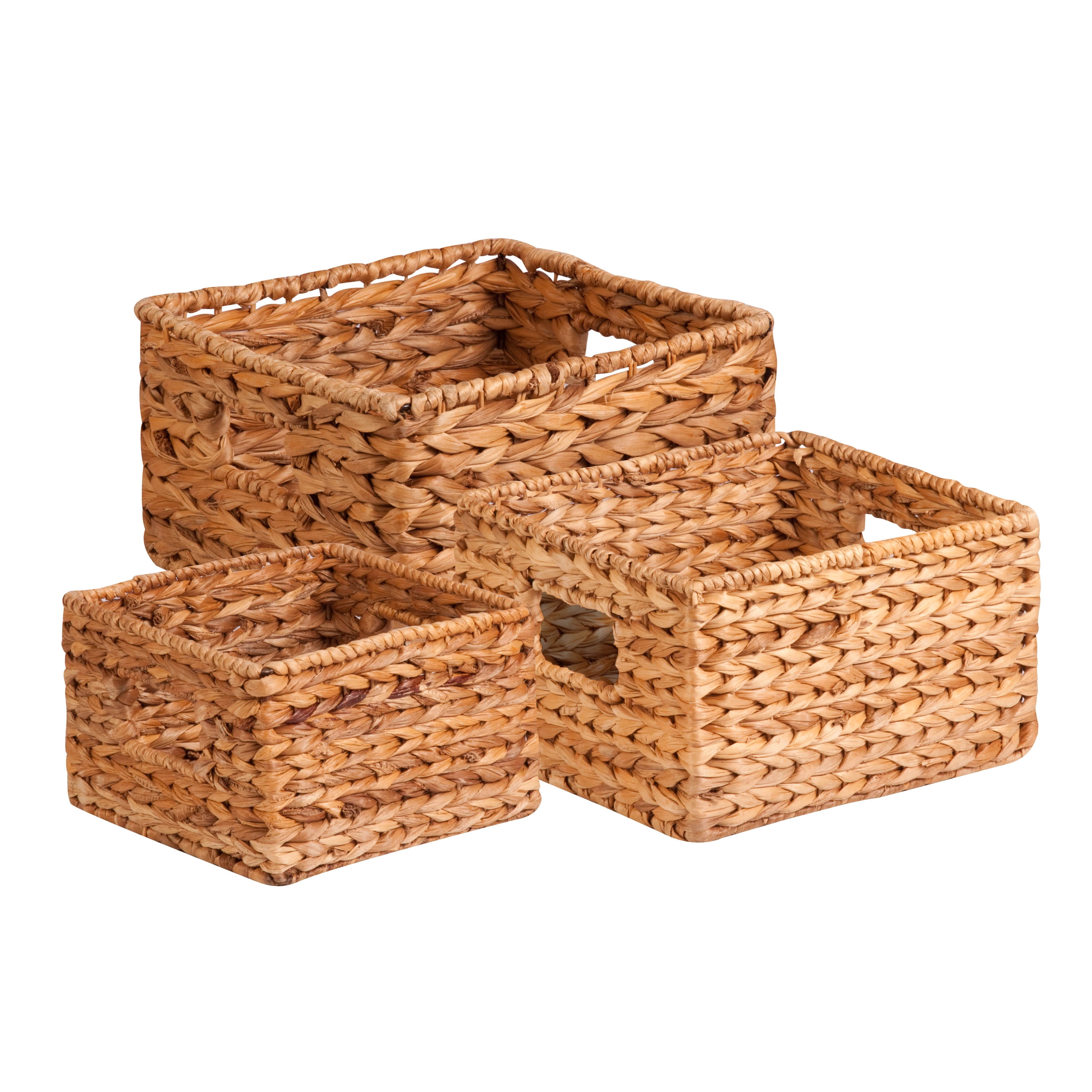 Honey Can Do Durable Nesting Water Hyacinth Baskets, Brown (Set of 3)