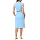 thumbnail image 3 of Vestido elegante de mujer Inspire Chic con mangas cortas y cinturón, vestido de trabajo tipo sheath, azul cielo M, 3 of 6